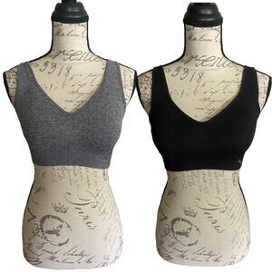 Puma 2 NEW Seamless Sports Bras Gray Black Size Large